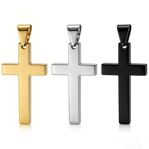 Vente en gros de bijoux religieux chrétiens, cadeau d'église, <span class=keywords><strong>gravure</strong></span> personnalisée, simple, en acier inoxydable, <span class=keywords><strong>pendentif</strong></span> croix catholique vierge pour bricolage - Product Image 1