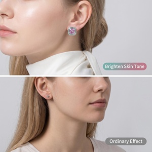Boucles d'oreilles clous carrées de style <span class=keywords><strong>euro</strong></span>-américain, en or véritable 18 carats avec saphir rose de laboratoire, pierre précieuse rose taille Asscher - Product Image 2