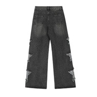 Jeans larges noirs personnalisables OEM ODM pour hommes, effet usé, patchwork étoile, pantalon baggy en denim, streetwear, hip hop, Y2K rétro