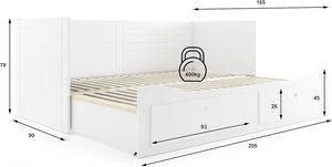 Sofá <span class=keywords><strong>cama</strong></span> <span class=keywords><strong>nido</strong></span> de madera de pino macizo de diseño moderno, Banco <span class=keywords><strong>doble</strong></span> de 80x160/200 cm con base de <span class=keywords><strong>cama</strong></span> blanca - Product Image 4