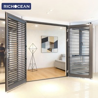 RICHOCEAN - Persianas de Aluminio Minimalistas y Ventiladas, Puertas con Persianas Ajustables para Exteriores