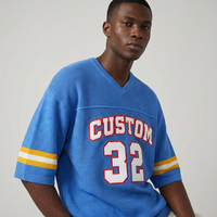 Pull en coton personnalisé avec logo pour homme, pull à manches courtes, pull de football, pull d'été à col en V, tricot décontracté, maillots tricotés pour homme