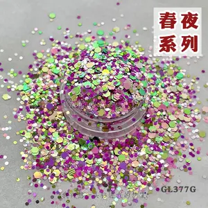 New Arrival Rainbow Nail Glue Ornament Solvent Resistance Glitter Mix Art Chameleon Hexagon Big Size