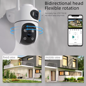 Caméra de surveillance réseau sans fil 4K à double objectif avec détection de mouvement, suivi automatique et alarme sirène pour la maison - Product Image 2
