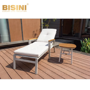 Set Contemporaneo di Chaise Longue e Tavolo per Hotel, Mobili <span class=keywords><strong>da</strong></span> Esterno in Alluminio e Rattan per Villa, Arredamento <span class=keywords><strong>da</strong></span> <span class=keywords><strong>Giardino</strong></span> Impermeabile per Patio - Product Image 2