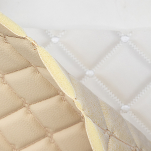 Kulit Sintetis <span class=keywords><strong>PVC</strong></span> Rexine Bordir Busa Terbaru untuk Pelapis Mobil, Kulit Imitasi Berlapis Busa Diamond untuk Karpet Mobil - Product Image 3