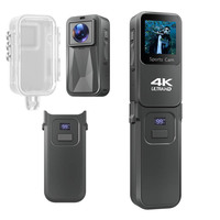 Cámara de Bolsillo 4K de 64MP, Resistente al Agua hasta 8 Metros + EIS, Estuche de Carga Incluido, Pantalla Táctil HD de 1.3, WiFi, APP, 14 Filtros