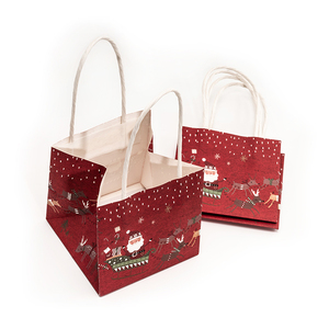 Sacs cadeaux en papier kraft <span class=keywords><strong>de</strong></span> Noël, imprimés Père Noël et rennes, sacs en papier recyclables avec poignées torsadées pour les fêtes <span class=keywords><strong>de</strong></span> fin d'année - Product Image 3