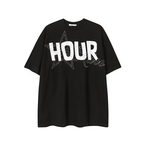 Haut poids été Niche rétro marque Tee arabe Hot-Fix strass T-Shirt à manches courtes haut de gamme hommes T-Shirt - Product Image 4