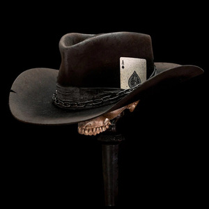 <span class=keywords><strong>Sombrero</strong></span> Fedora Rústico <span class=keywords><strong>de</strong></span> Alta Calidad Color Carbón con Banda Adornada con Cuentas y Pluma Vintage, Estilo Business - Product Image 1