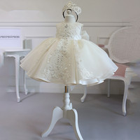 Robe de princesse pour bébé fille en mousseline blanche écologique, longueur genou, pour fête, anniversaire, boutique, bal de promo, avec jupe brodée pour enfants et demoiselles d'honneur