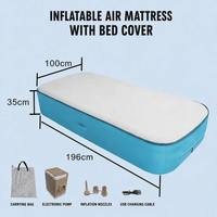 Matelas Gonflable Respirant avec Housse de Protection Amovible et Lavable, Drap Housse et Pompe Électrique Intégrée