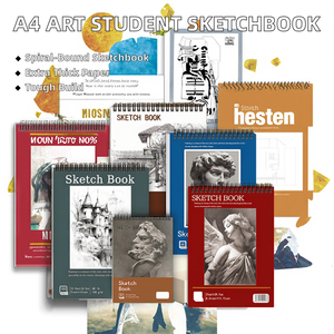 Carnet de croquis A4 à spirale épaissie pour étudiants en art 60 feuilles Pages intérieures peinture au crayon couverture en papier cadeau croquis dessin - Product Image 3