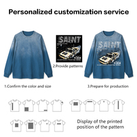 Sweater Vintage 270GSM 100% Katun Custom, Sweatshirt O-neck Acid Wash Oversized, Pullover Unisex Couple Lengan Panjang