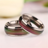 Bague d'humeur en acier inoxydable avec pierre à décoloration thermique incrustée, idéale pour les tenues quotidiennes, accessoire de fête, cadeau parfait N800312