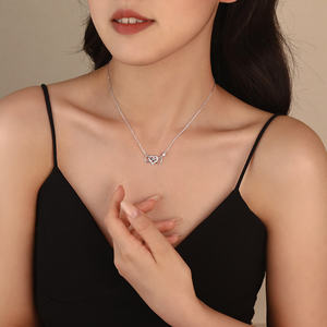 Ins Fashion 925 plata esterlina lujo joyería fina chapado en oro Micro Pave CZ infinito amor corazón colgante collar para mujer - Product Image 4