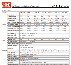 MEAN WELL LRS-50-12 แหล่งจ่ายไฟสลับ 50W 12V 4.2A AC DC แหล่งจ่ายไฟเอาต์พุตเดี่ยวสำหรับแถบ LED กล้องวงจรปิดอุปกรณ์อุตสาหกรรม - Product Image 4