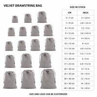 Pochette à bijoux en velours doux de qualité supérieure avec cordon de serrage pour emballage cadeau de luxe avec impression de logo personnalisé en gros