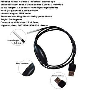 Endoscopio USB de 5.5mm de Diámetro, 0.3MP, 30fps, LED, Gran Angular de <span class=keywords><strong>88</strong></span> Grados, Inalámbrico, WiFi, Cámara Industrial de Alta Definición, Módulo de Cámara - Product Image 4