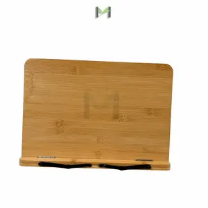 Livro de bambu Stands & Suportes para Leitura de Mãos Livres na Cama, Livro de Receitas, Livro Didático, Direito, com 5 Altura Ajustável Laptop Stand