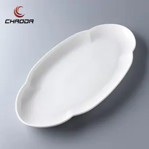 18 inch White Oval Porcelain Stocked Hotel Restaurant Banquet Big Size Deep Dinner Fish Plate Round Dishes And Plates