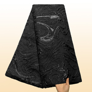 Tissu en dentelle jacquard brocart français en <span class=keywords><strong>vente</strong></span> chaude, 100% polyester, léger, 90 GSM, anti-boulochage, robes de soirée pour filles - Product Image 5