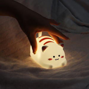 USB <b>Chargeable</b> Cat Night Light for Bedroom LED Bedside Night <b>Lamp</b> Tap Touch Control Silicone Night Lights for baby Kids custom - Product Image 2