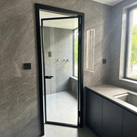Porte coulissante intérieure en alliage titane-magnésium, verre trempé, design minimaliste, pour usage polyvalent, tailles personnalisables