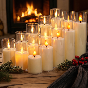 Décorations et fournitures de mariage, bougies LED sans flamme, scintillantes, à piles, en plastique, pour fêtes, Noël, maison - Product Image 1