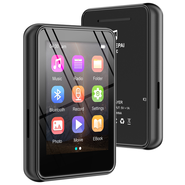 Portable MP3 Player 2.4" TFT Screen FM Radio Voice Recorder E-book 64GB for 5.3 >20 Hours Battery Life for Sports Kids