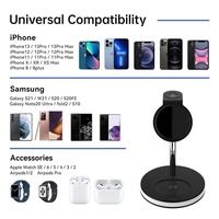 Station de charge sans fil 3 en 1 et support pour téléphone portable Chargeur rapide PD 3.0 15W pour iPhone avec protection OTP