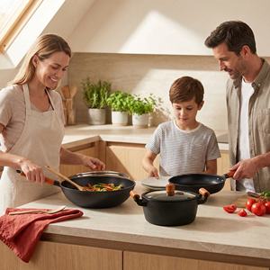 Wok <span class=keywords><strong>en</strong></span> fonte <span class=keywords><strong>de</strong></span> 32 cm, antiadhésif, pour cuisinière à <span class=keywords><strong>gaz</strong></span>, ustensiles <span class=keywords><strong>de</strong></span> cuisine chinois, directement <span class=keywords><strong>de</strong></span> l'usine - Product Image 4