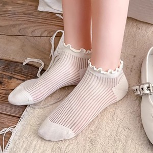 Women's Ankle Socks Solid Color Ruffled Edge Breathable Mesh Thin Socks For Spring Summer Casual Wear - Product Image 4