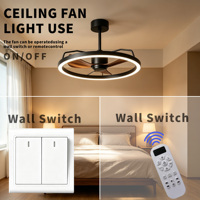Ventilateur de plafond LED moderne de 50 cm avec anneau lumineux, montage encastré et sur tige, télécommande, 3 températures de couleur, moteur DC silencieux, pour chambre à coucher