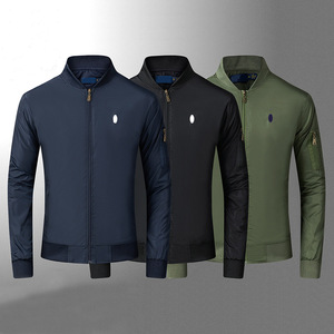 सर्दियों पुरुषों का स्टैंड कॉलर लंबी आस्तीन जिपर फ्रंट बॉम्बर जैकेट आउटडोर फैशन आकस्मिक युवा मानक विंडप्रूफ सादा - Product Image 1