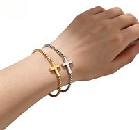 Bracelet unisexe en acier inoxydable avec chaîne croix, simple et élégant, idéal pour le quotidien ou comme cadeau