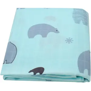 2020 custom print newborn blue animal super soft muslin bamboo baby swaddle wrap blankts