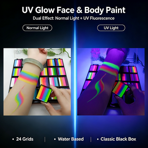 Peinture pour le visage à base d'eau, gâteau arc-en-ciel, lot de 24, pour enfants, à base de plantes naturelles, boîte de maquillage, art corporel, pigment soluble, lavable, Halloween, festival - Product Image 4