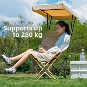 Chaise <span class=keywords><strong>de</strong></span> <span class=keywords><strong>camping</strong></span> portable pliable <span class=keywords><strong>l</strong></span>égère surdimensionnée avec auvent et poche latérale pour la pêche, le <span class=keywords><strong>camping</strong></span> et la plage - Product Image 4