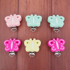 Nouvel arrivage Clip de dentition coloré en silicone de qualité alimentaire Anti perte chaîne de sucette papillon bébé clip de support de sucette - Product Image 3