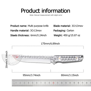 Couteau de poche multi-usage en acier inoxydable de qualité professionnelle pour bricolage, personnalisable OEM, outil de survie SS008, garantie 1 an - Product Image 4