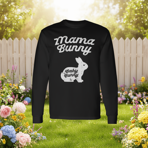 T-shirt à manches longues « Mama Bunny » – Mignon pour la grossesse, révélation du sexe, fête prénatale, prochainement maman - Product Image 3