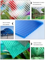 Plaque alvéolaire en polycarbonate à double paroi, résistante au feu et protégée contre les UV, 4mm, 4.5mm, 6mm, 8mm, 10mm, garantie 5 ans et plus, écologique, pour toiture et aménagement de parcs