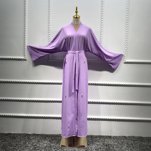 Árabe cintura simple abalorios flor sección larga elegante personalizado musulmán vestido de mujer abaya - Product Image 4