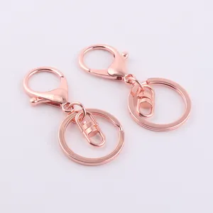 Rose Gold Color Metal Lobster Clasp Hook With Key Ring For Gifts Accessories Keychain
