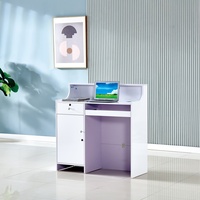 Comptoir d'accueil moderne en bois blanc verrouillable et écologique pour hôtels, hôpitaux, supermarchés, espaces commerciaux, salons de beauté et commerces de détail