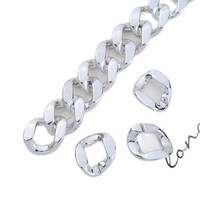 Haute qualité UV galvanoplastie 35*40MM acrylique chaîne lien sac coloré chaîne lien en plastique taille bijoux résultats composants