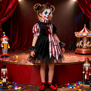 <span class=keywords><strong>Disfraz</strong></span> <span class=keywords><strong>de</strong></span> Payaso <span class=keywords><strong>de</strong></span> Halloween para Niñas, Vestido <span class=keywords><strong>de</strong></span> Cosplay con Falda, Impresión Digital en Poliéster, Inspirado en Películas y Televisión - Product Image 2