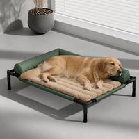 Meow Knight Lit pour chien surélevé universel quatre saisons, détachable, lavable, respirant, en tissu maillé, anti-humidité, rembourré en coton PP