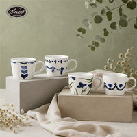 Ensemble de tasses à café en céramique SWT Classic Flower, tasse à thé en céramique à pétales bouffants, passe au lave-vaisselle, cadeau adorable pour la maison, le bureau ou le café